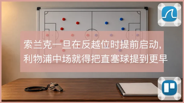 索兰克一旦在反越位时提前启动，利物浦中场就得把直塞球提到更早时机